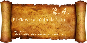 Mifkovics Ambrózia névjegykártya